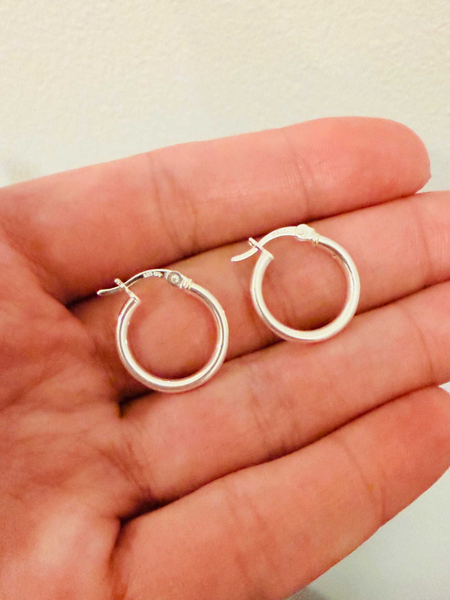 Sterling Silver Hoop Earrings | 15mm Lightweight Daily Pair