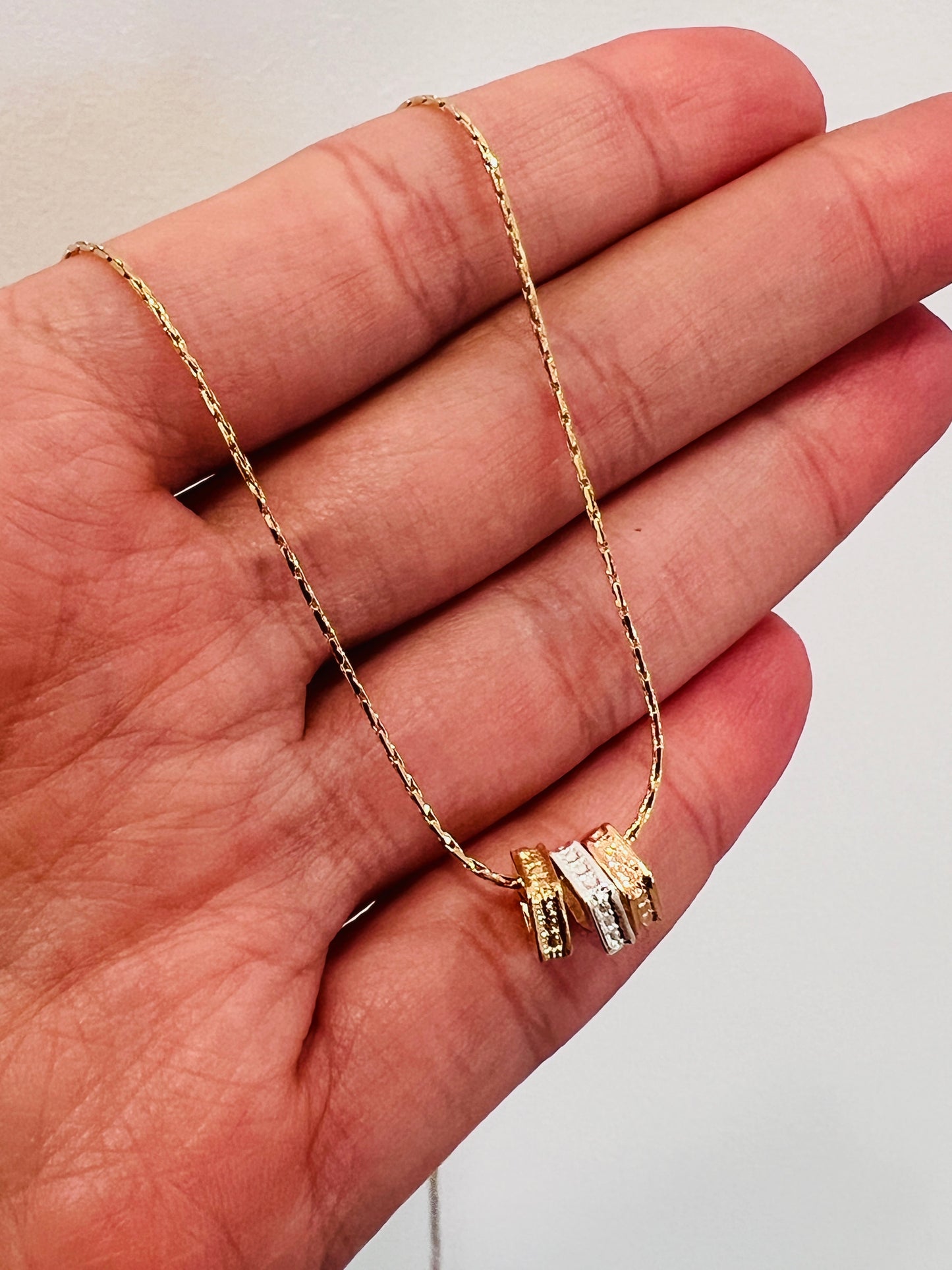 Gold Filled Tricolor Necklace | 18" Dainty Charm Chain