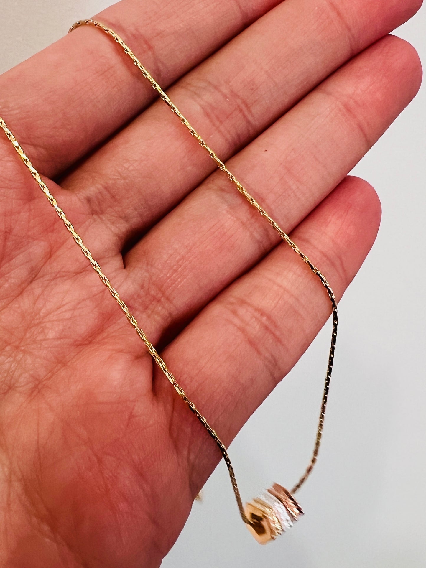 Gold Filled Tricolor Necklace | 18" Dainty Charm Chain