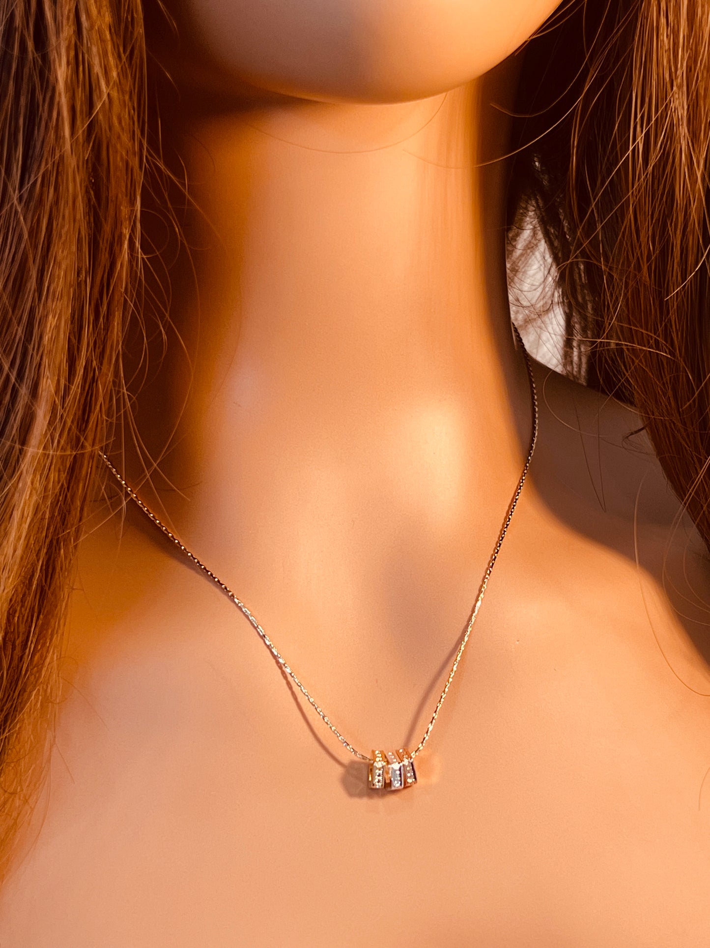 Gold Filled Tricolor Necklace | 18" Dainty Charm Chain