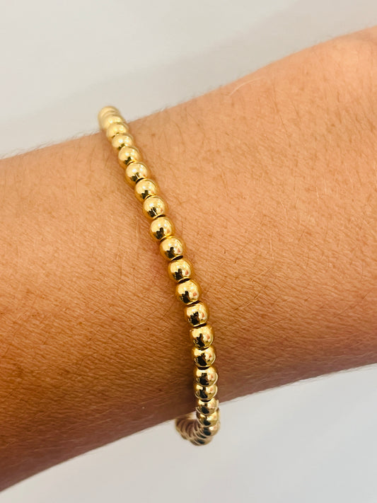 Gold Filled Beaded Bracelet | 4mm Elastic Stretch Fit