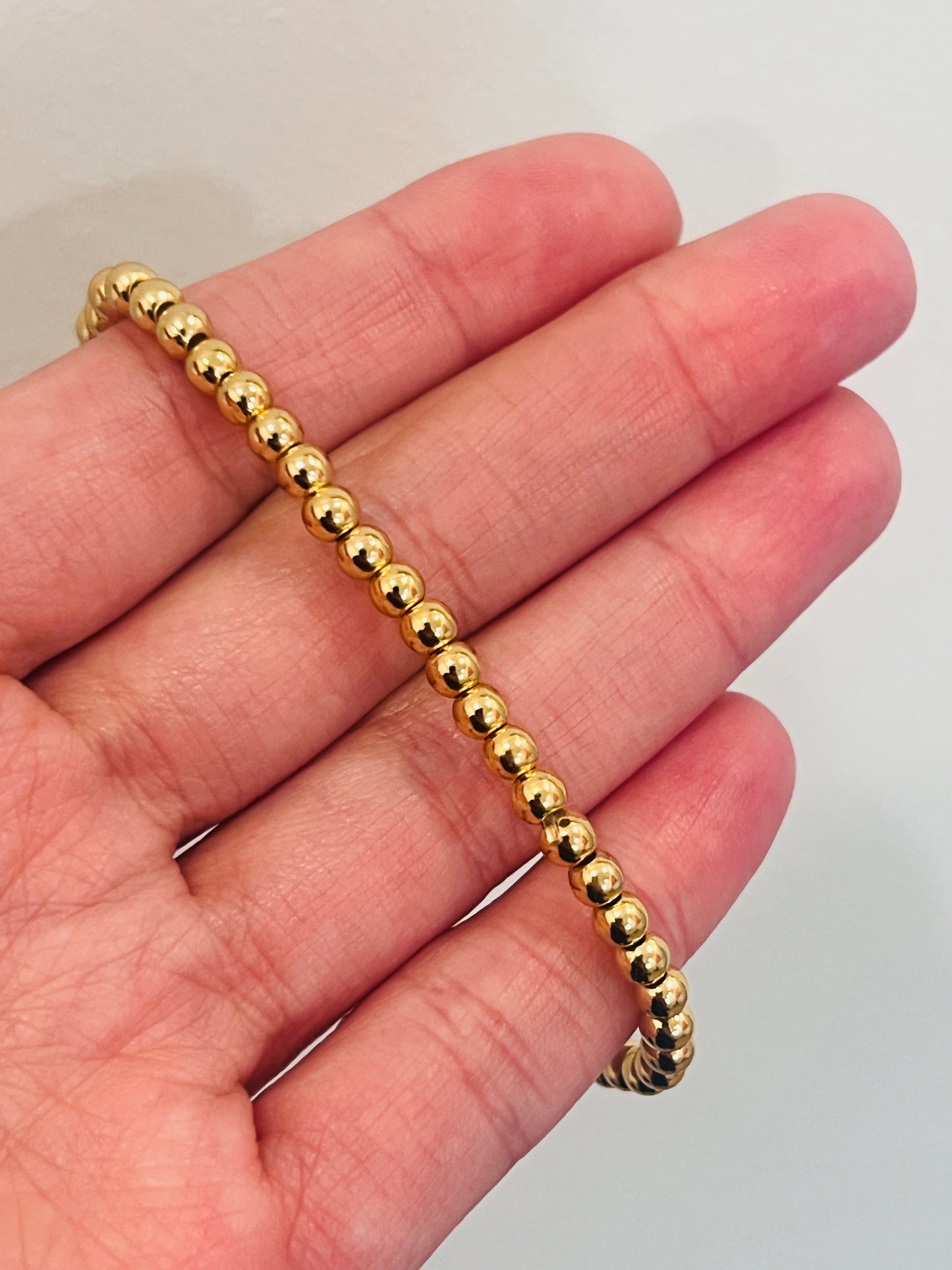 Gold Filled Beaded Bracelet | 4mm Elastic Stretch Fit