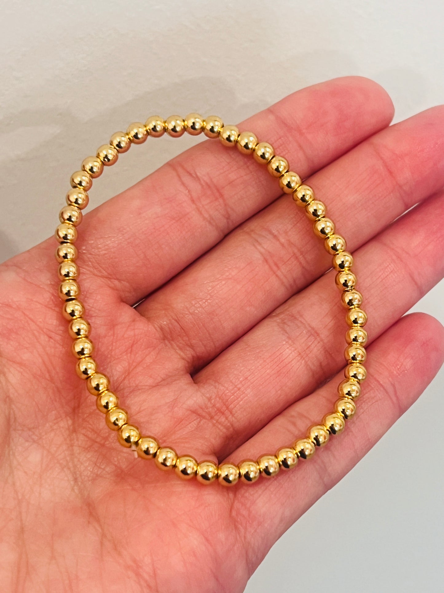 Gold Filled Beaded Bracelet | 4mm Elastic Stretch Fit