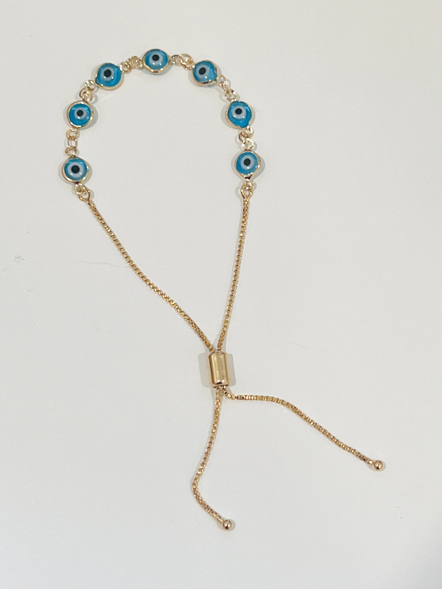 Gold Filled Evil Eye Bracelet | Adjustable Gold Charm