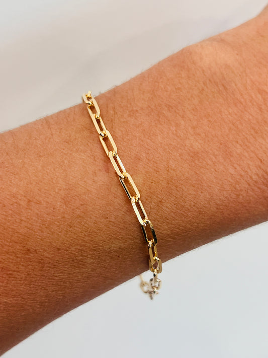 Gold Filled Paperclip Bracelet | 3mm Link | Waterproof Chain