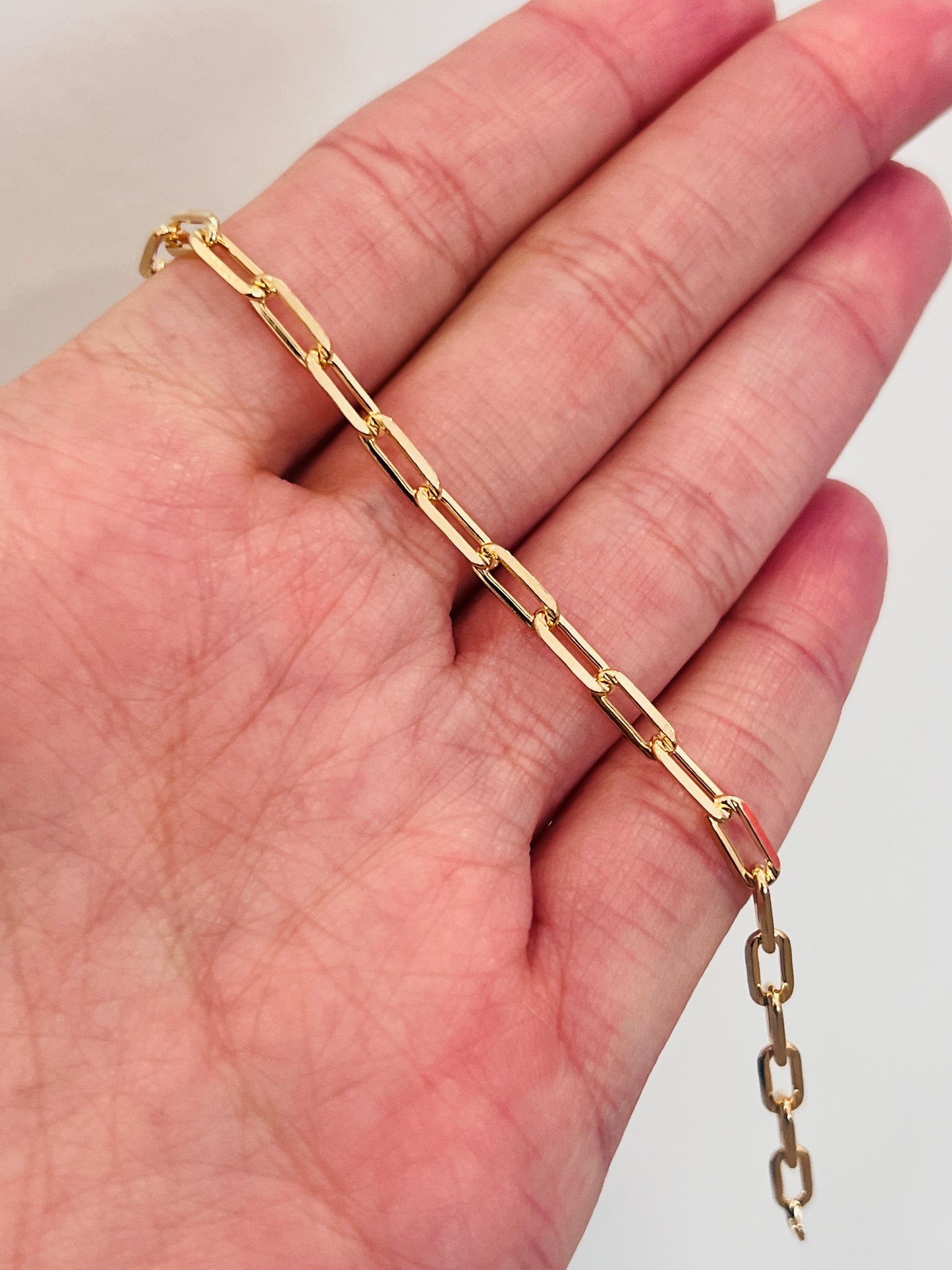 Gold Filled Paperclip Bracelet | 3mm Link | Waterproof Chain