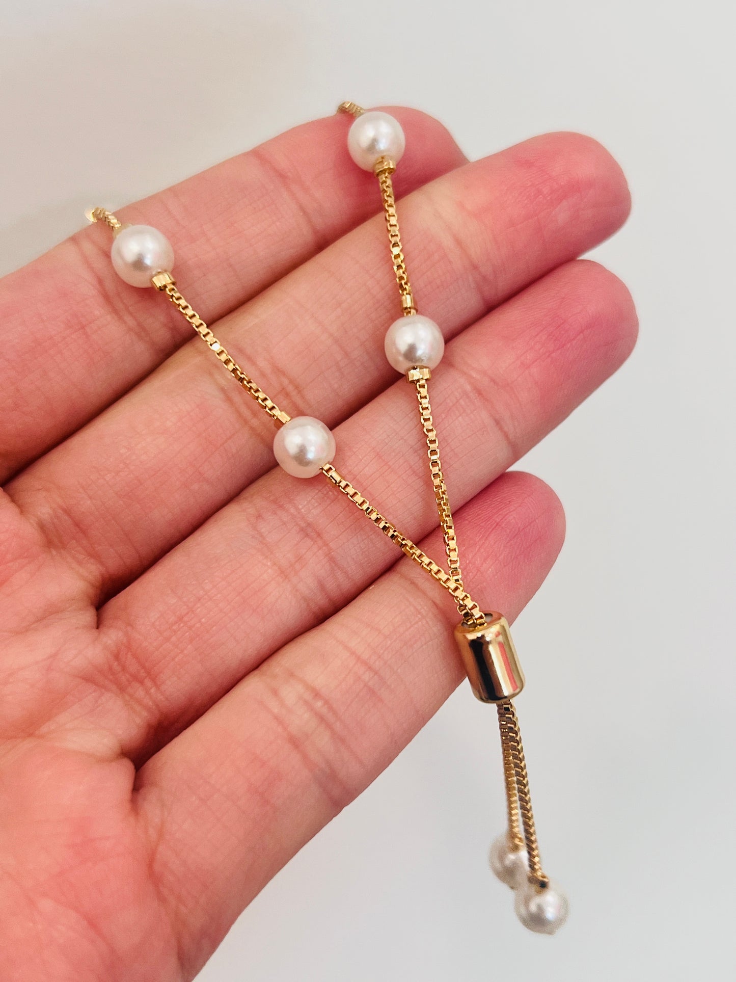 Gold Filled Pearl Bracelet | 6mm Adjustable Classic Charm