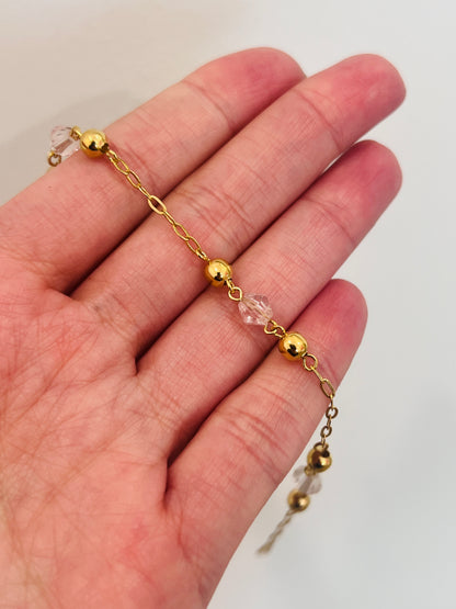 18KT Gold Filled Bracelets, Gold Filled Paperclip Bracelet | Beaded Accent Chain by HAUS OF MONOGRAM