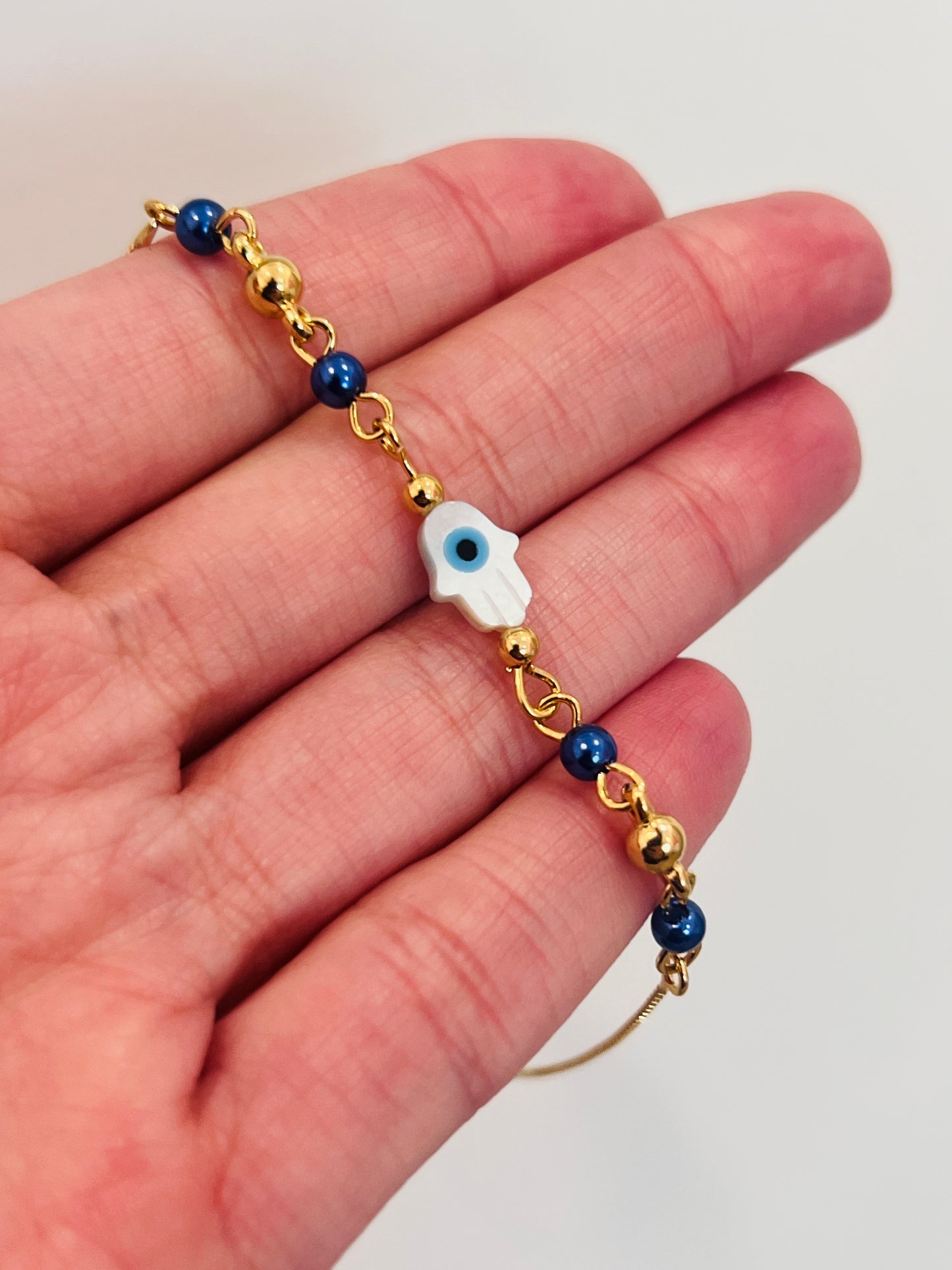 Gold Filled Hamsa Adjustable Bracelet | Protective Amulet Style