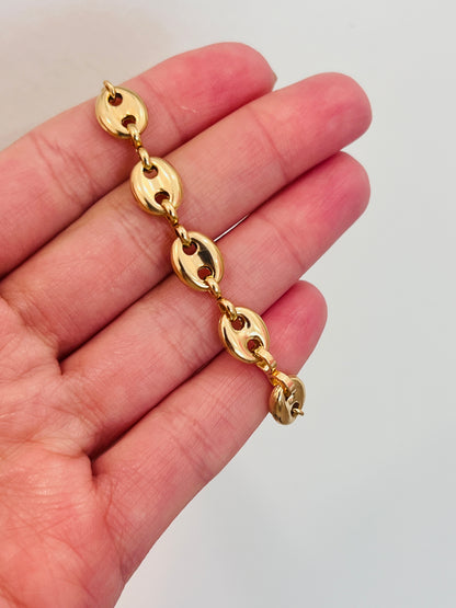18KT Gold Filled Bracelets, Gold Filled 8mm Puff Adjustable Bracelet | Statement Gold Bracelet for Women by HAUS OF MONOGRAM