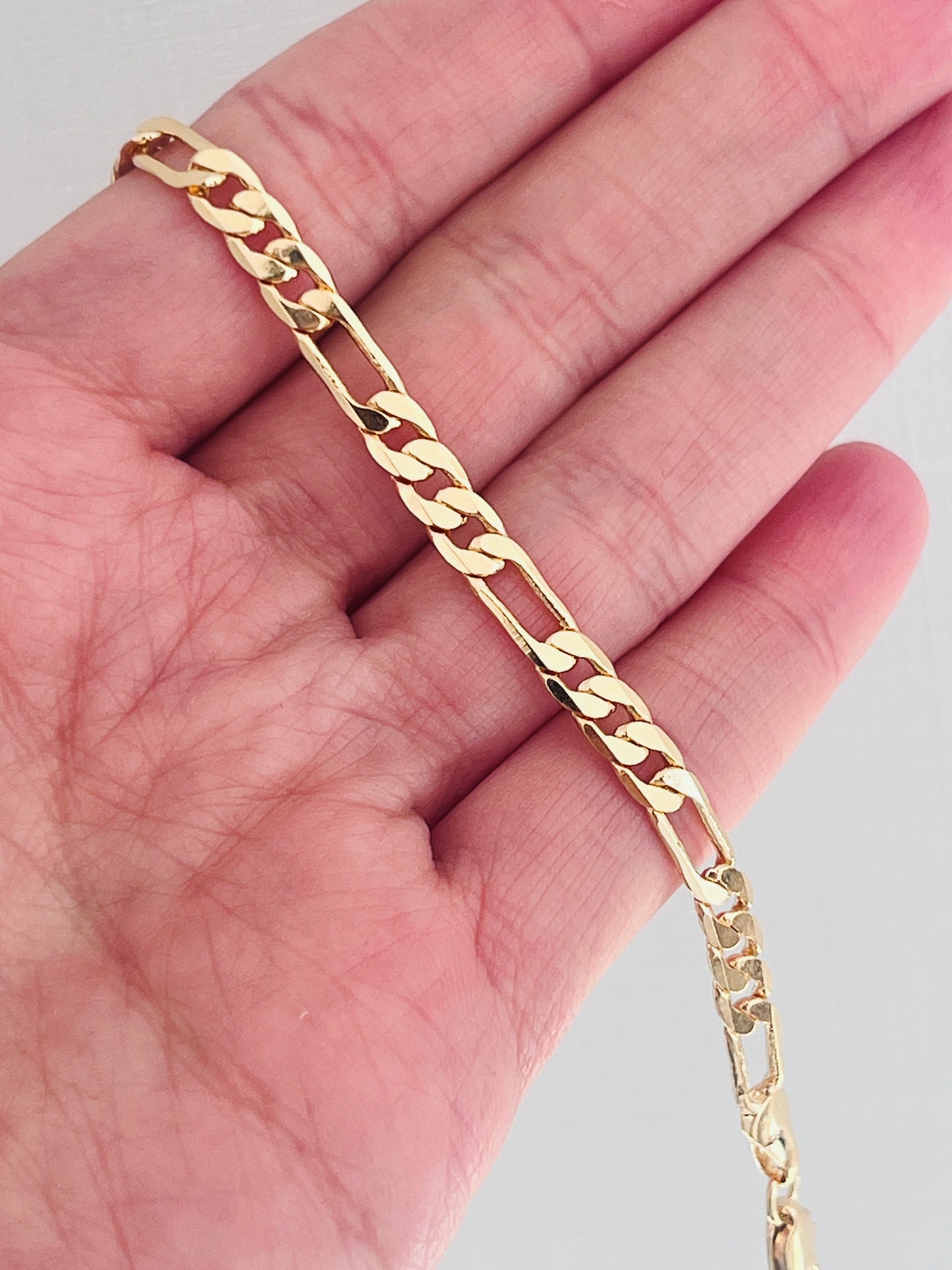 Gold Filled 4mm Flat Figaro Bracelet | Men's Gold Link Bracelet