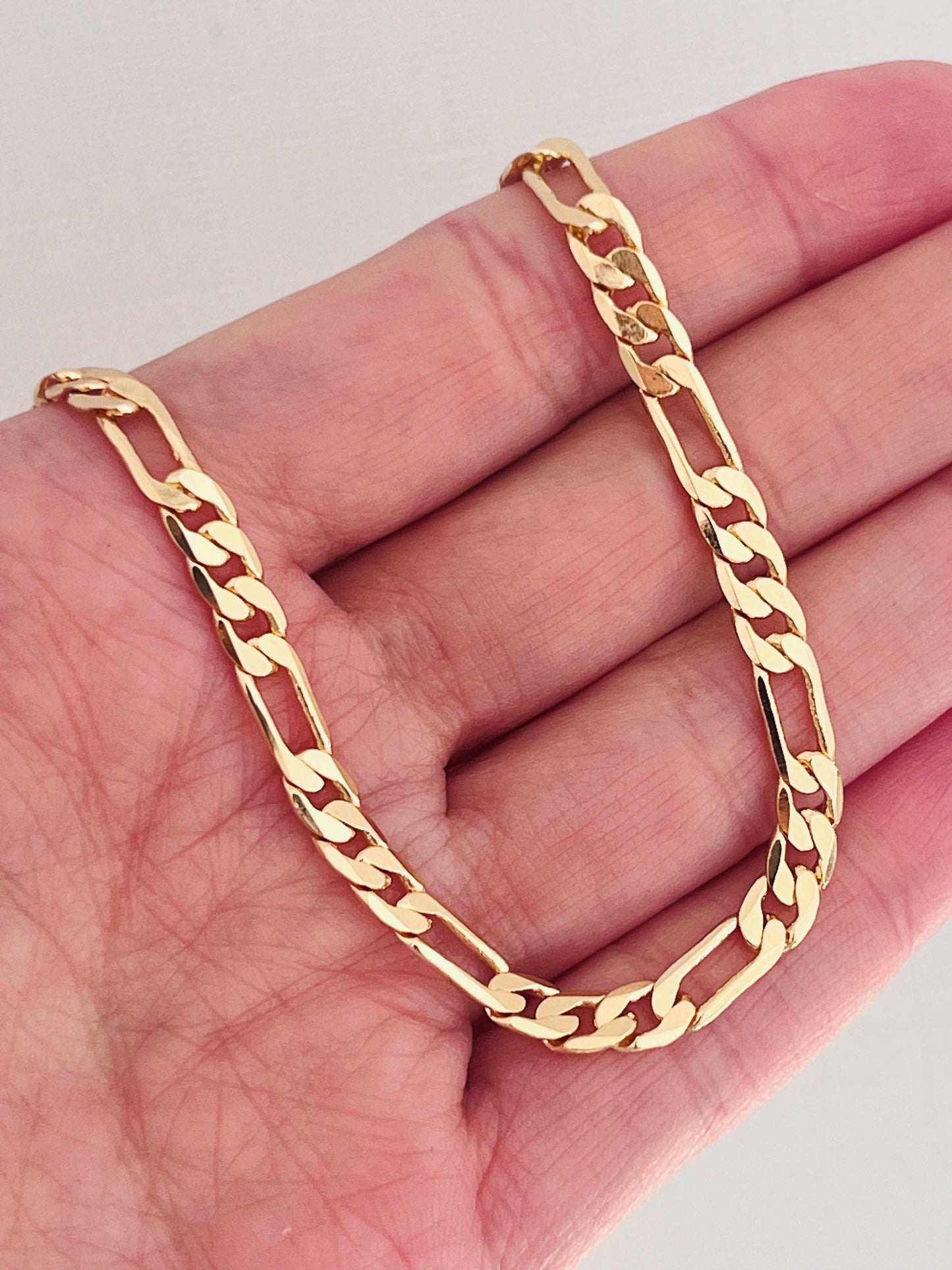 Gold Filled 4mm Flat Figaro Bracelet | Men's Gold Link Bracelet
