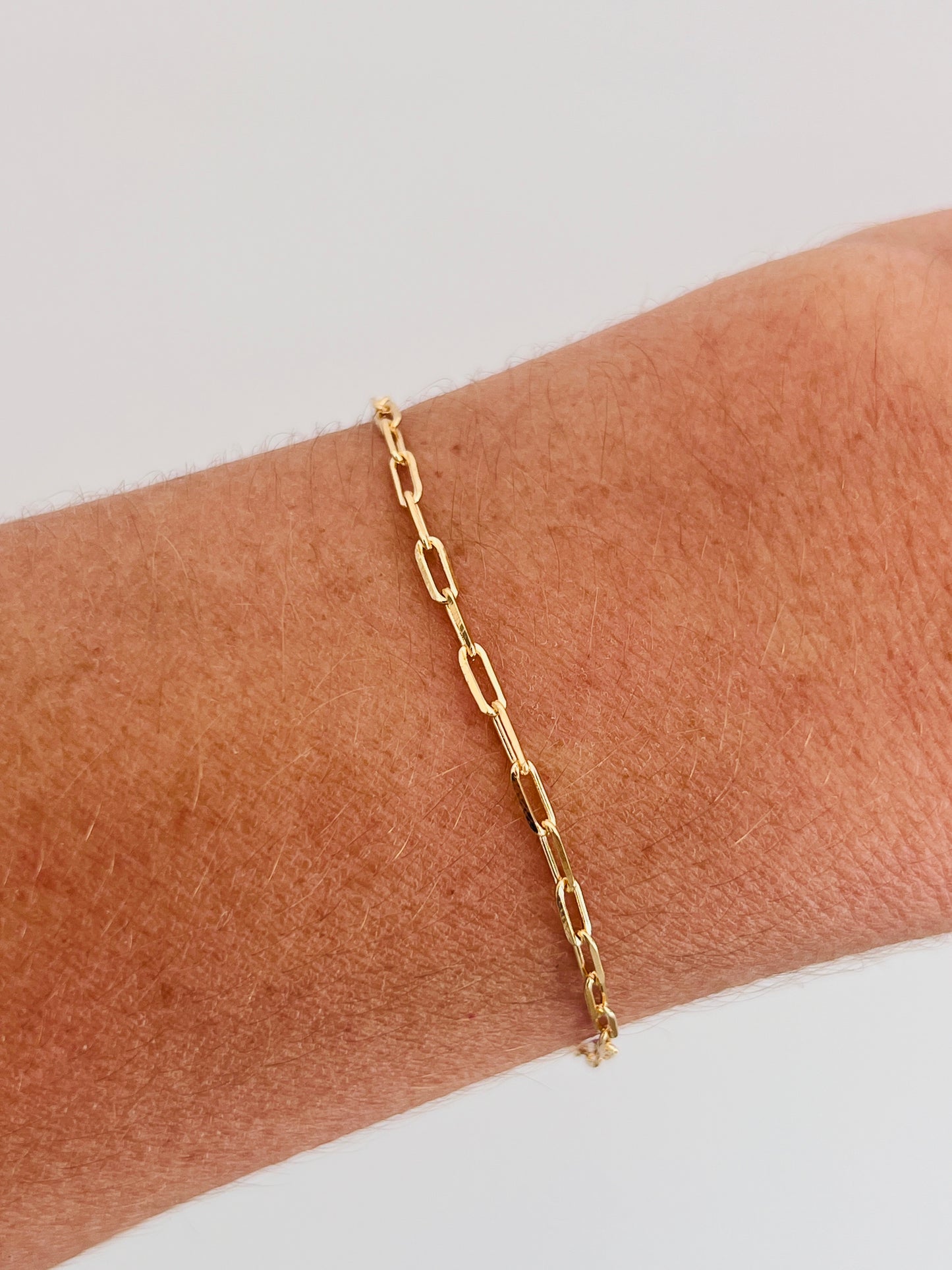 Gold Filled 1.5mm Paperclip Bracelet | Dainty Gold Chain for Everyday Layering