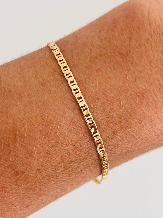 Gold Filled 2mm Mariner Link Bracelet | Dainty Gold Chain