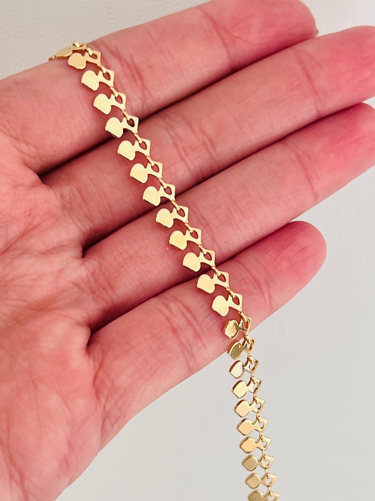 Gold Filled 5mm Heart Bracelet | Romantic Gold Link Chain