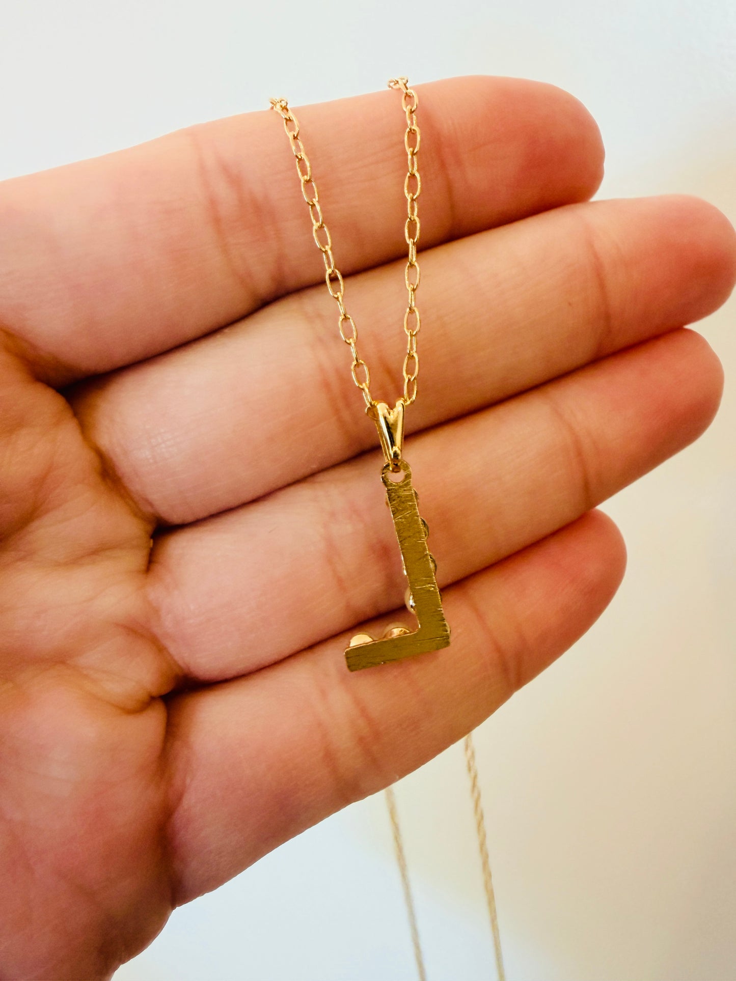 Gold Filled Faux Pearl Initial Necklace | 17mm Personalized Pendant