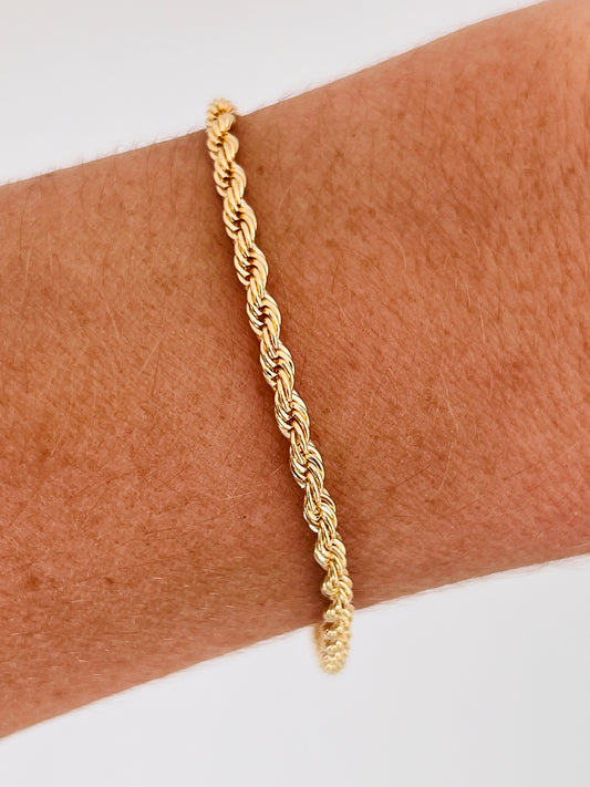 Gold Filled Rope Bracelet | 3mm Waterproof Chain