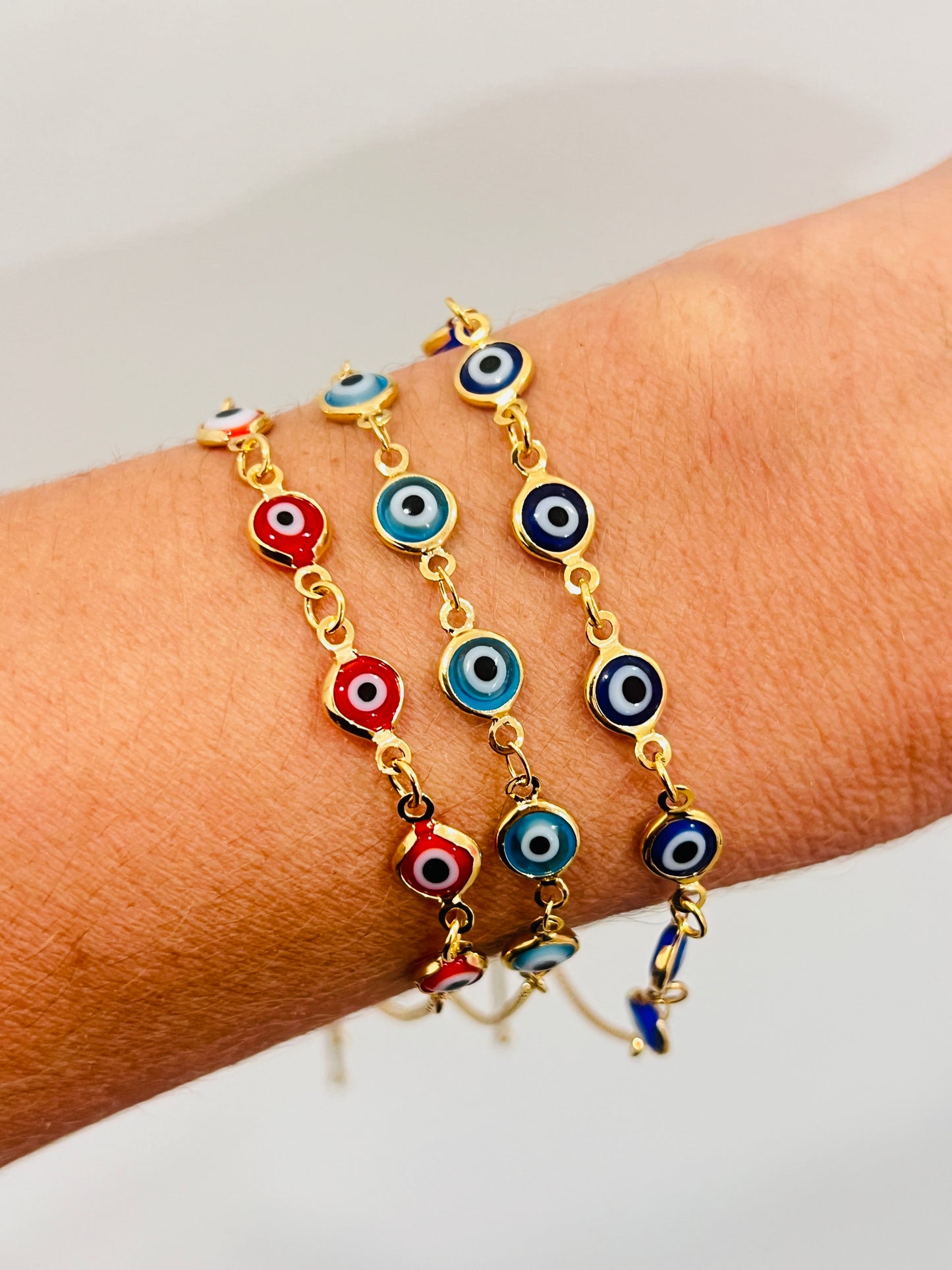 Gold Filled Evil Eye Bracelet | Adjustable Gold Charm