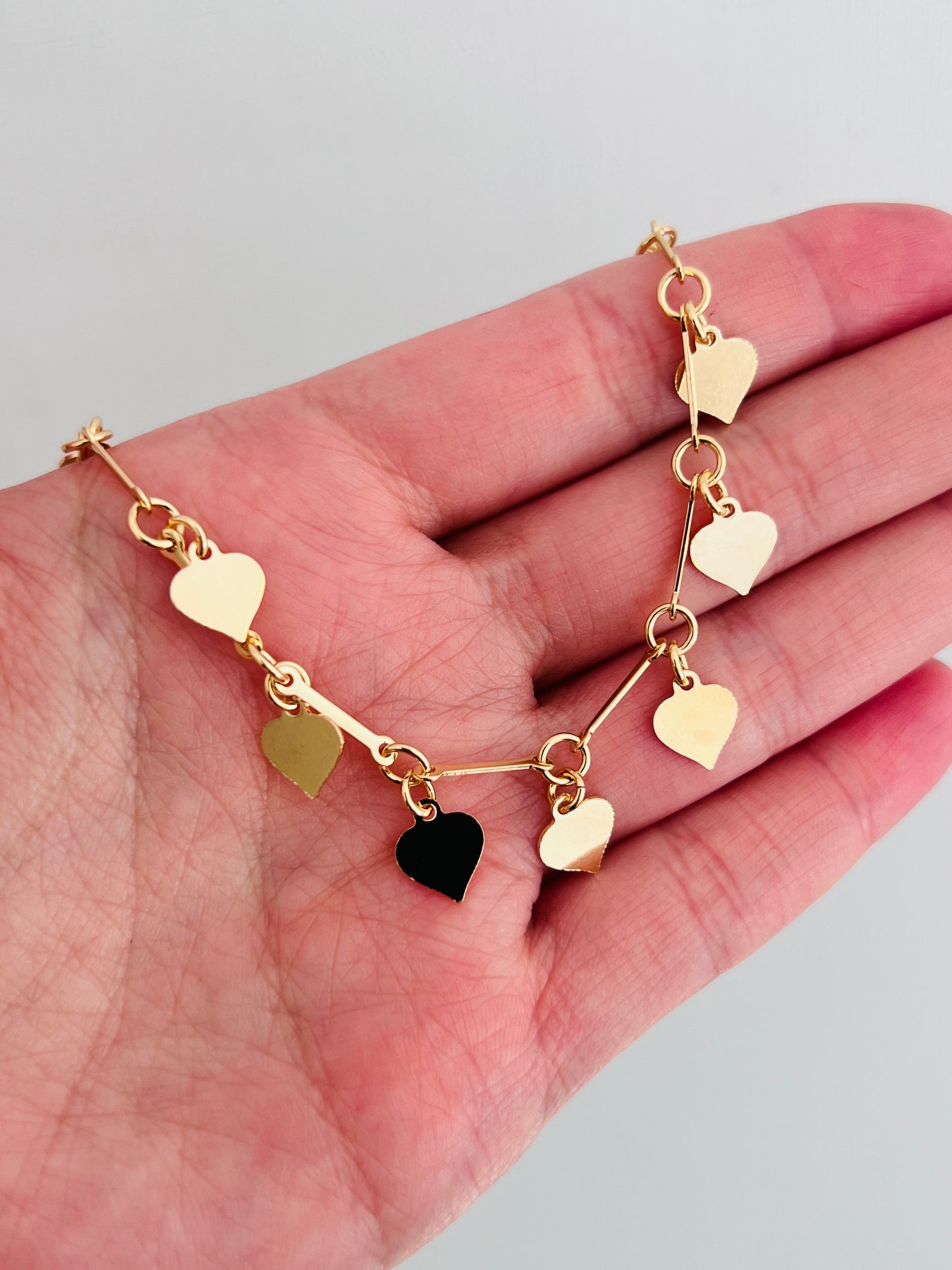 Gold Filled Dangling Heart Bracelet | 1mm Dainty Love