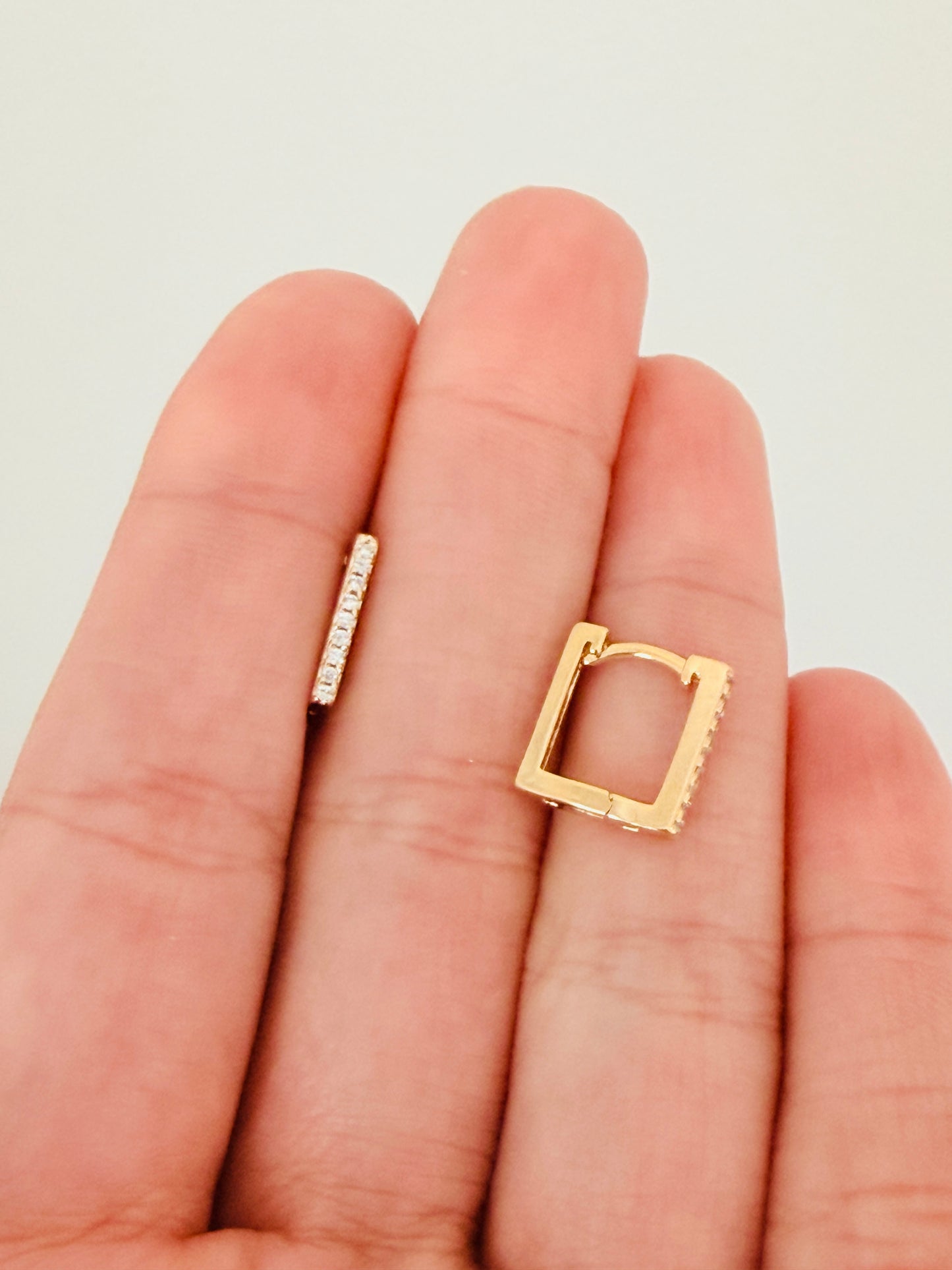 Gold Filled 11mm Mini Square CZ Hoops | Small 18kt Waterproof Earrings