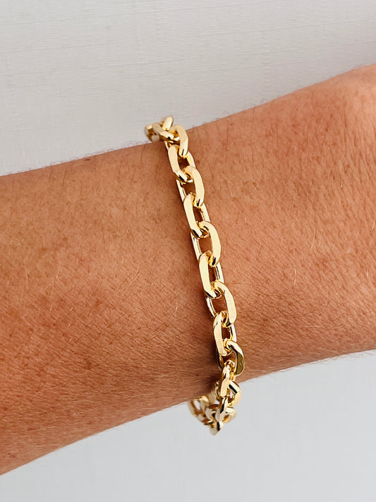 Gold Filled Paperclip Bracelet | 6mm Width | Adjustable Fit