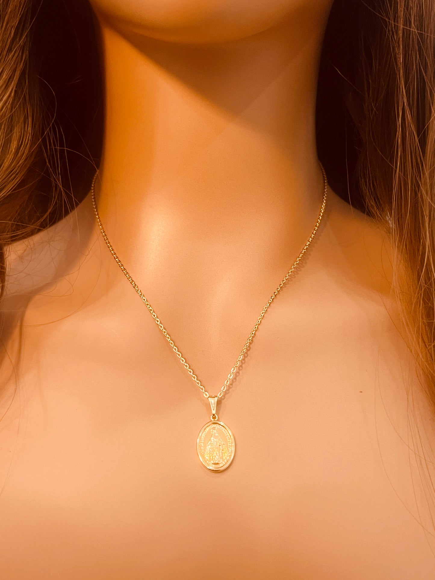 Gold Filled Miraculous Medal Necklace | 18kt Religious Charm
