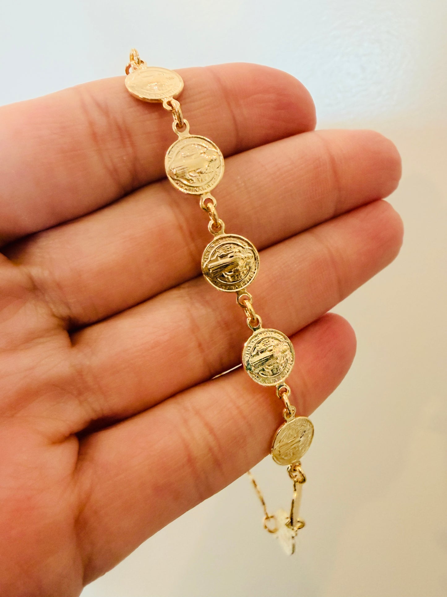 Gold Filled Saint Benedict Charm Bracelet | Spiritual Protection Jewelry (Copy)
