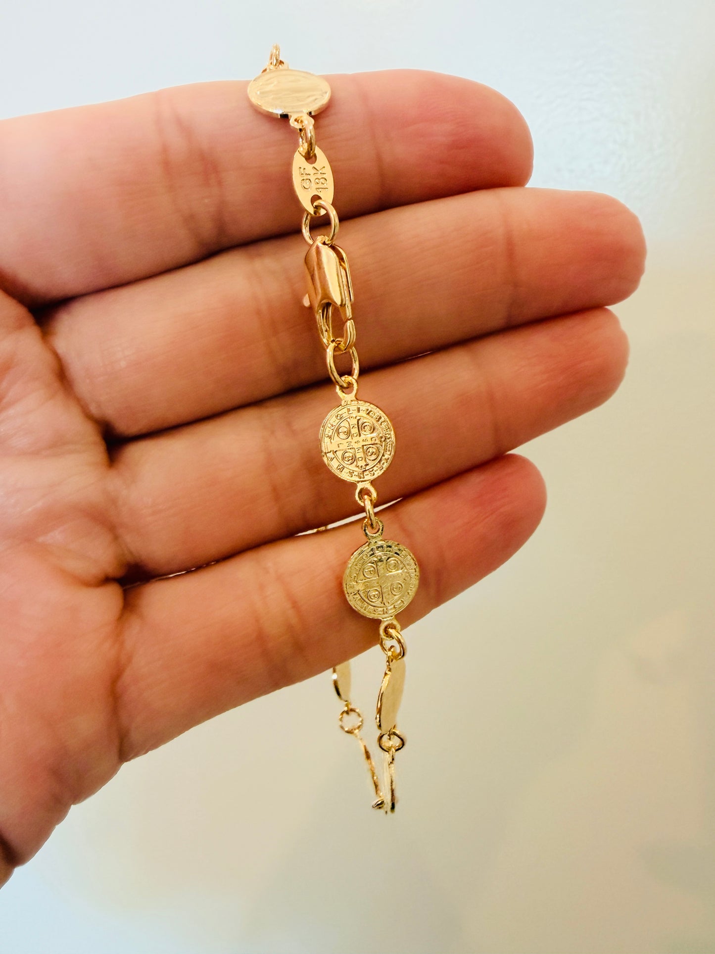 Gold Filled Saint Benedict Charm Bracelet | Spiritual Protection Jewelry (Copy)