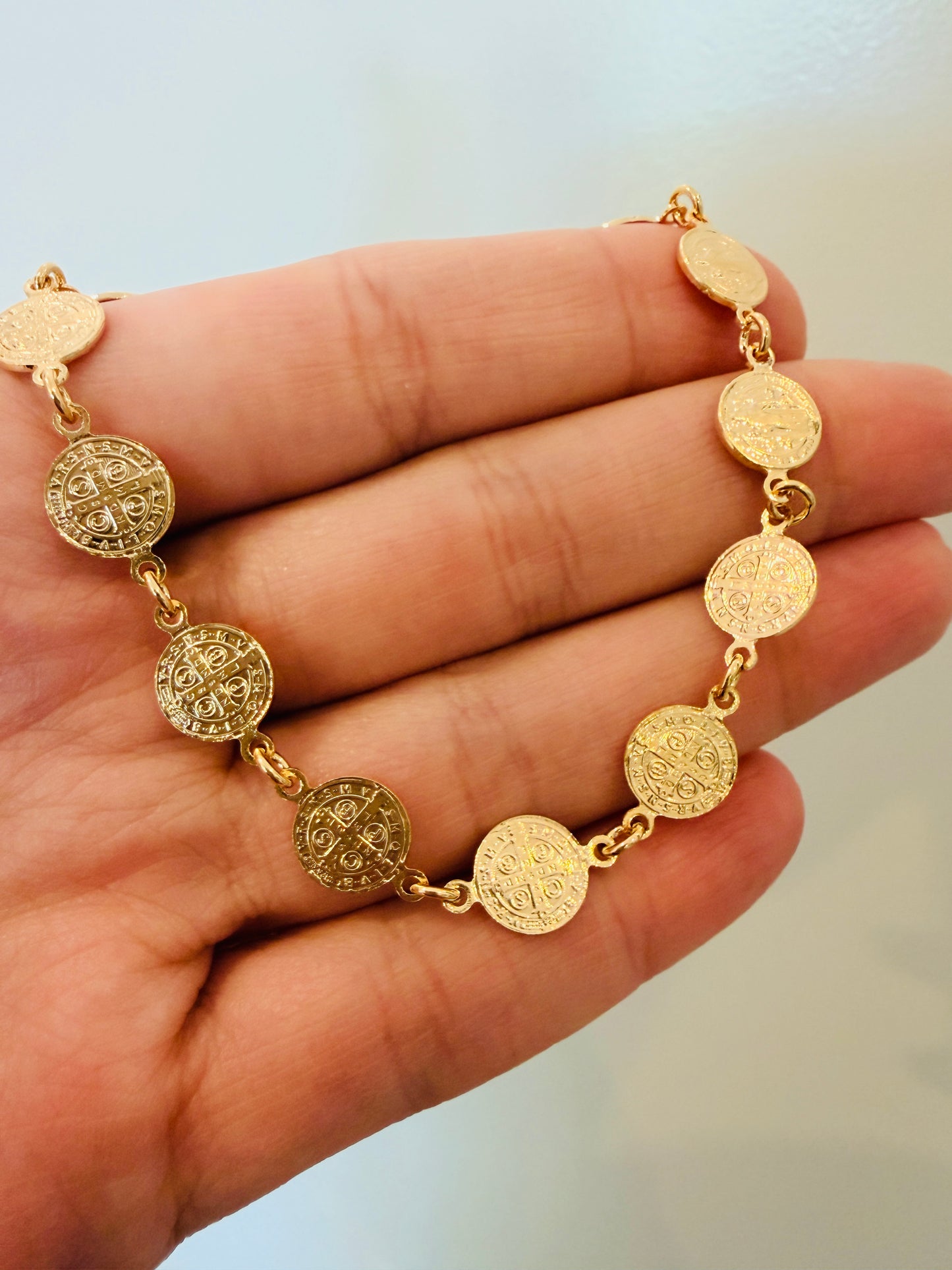 Gold Filled Saint Benedict Charm Bracelet | Spiritual Protection Jewelry (Copy)
