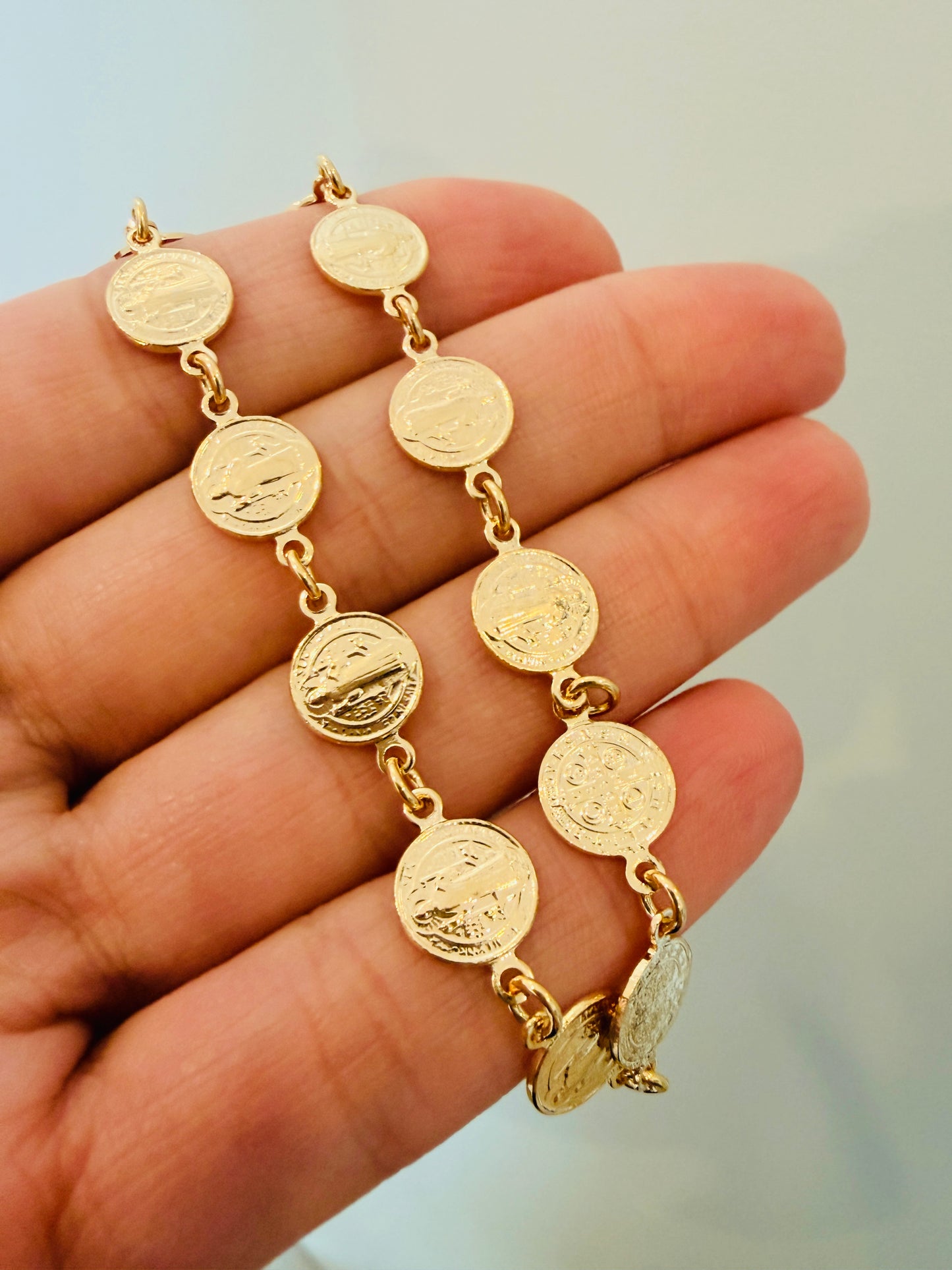Gold Filled Saint Benedict Charm Bracelet | Spiritual Protection Jewelry (Copy)