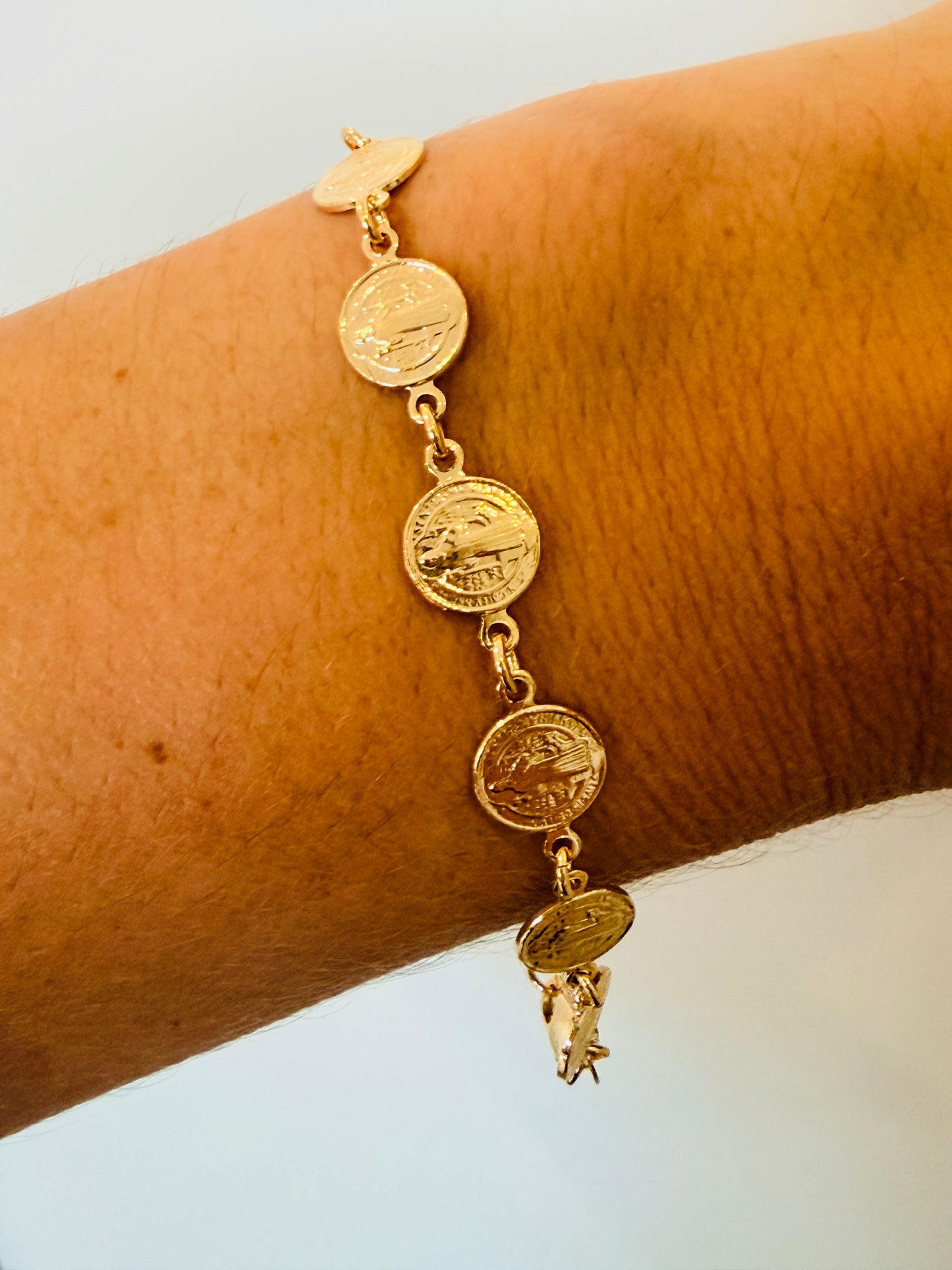 Gold Filled Saint Benedict Charm Bracelet | Spiritual Protection Jewelry (Copy)