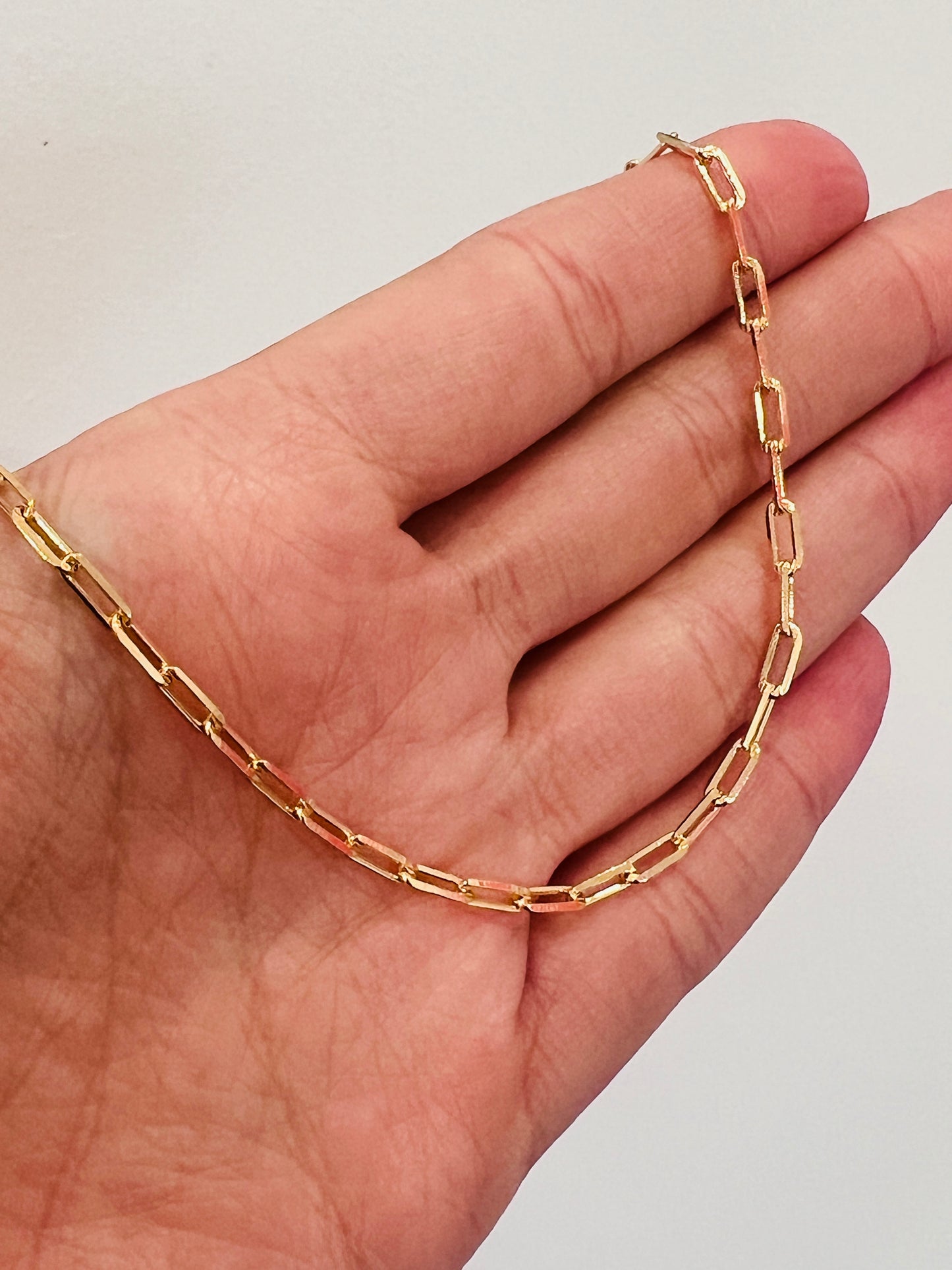 Gold Filled 2mm Paperclip Bracelet | Dainty 18K Gold Link Chain, 7"–7.5"