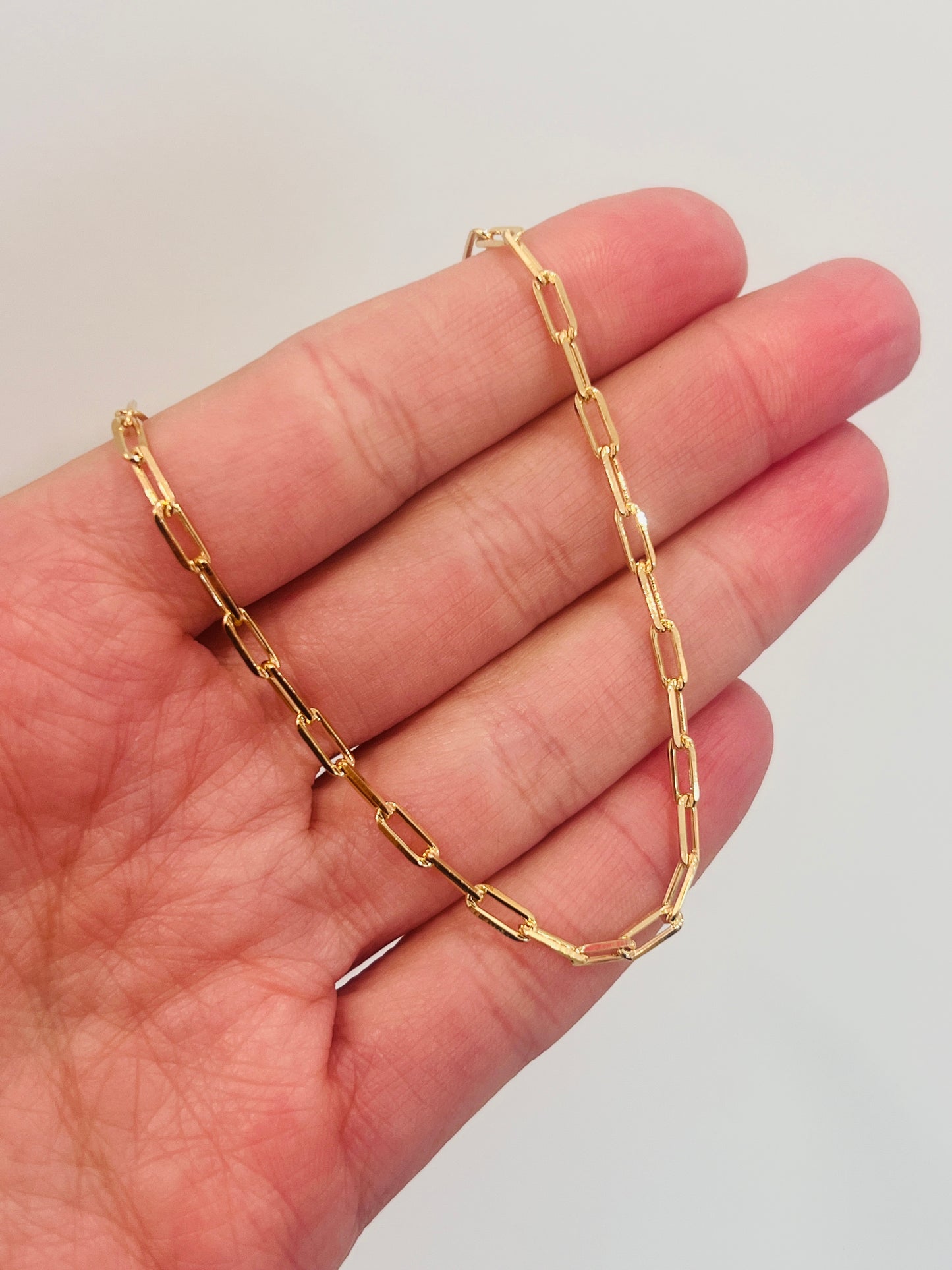 Gold Filled 2mm Paperclip Bracelet | Dainty 18K Gold Link Chain, 7"–7.5"