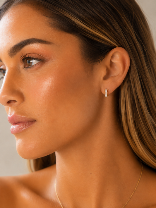 Gold Filled 11mm CZ Hoops | 18kt Waterproof Earrings