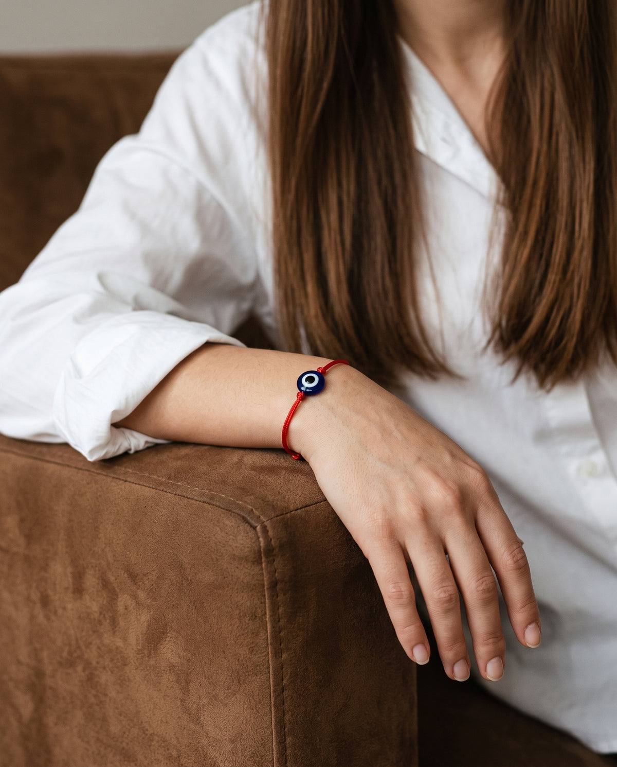 Evil Eye Macrame Bracelet worn by a model