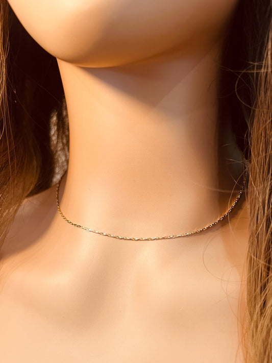 18KT Gold Filled Necklaces, Gold Filled 0.5mm Link Necklace | Ultra Fine Gold Chain Necklace by HAUS OF MONOGRAM