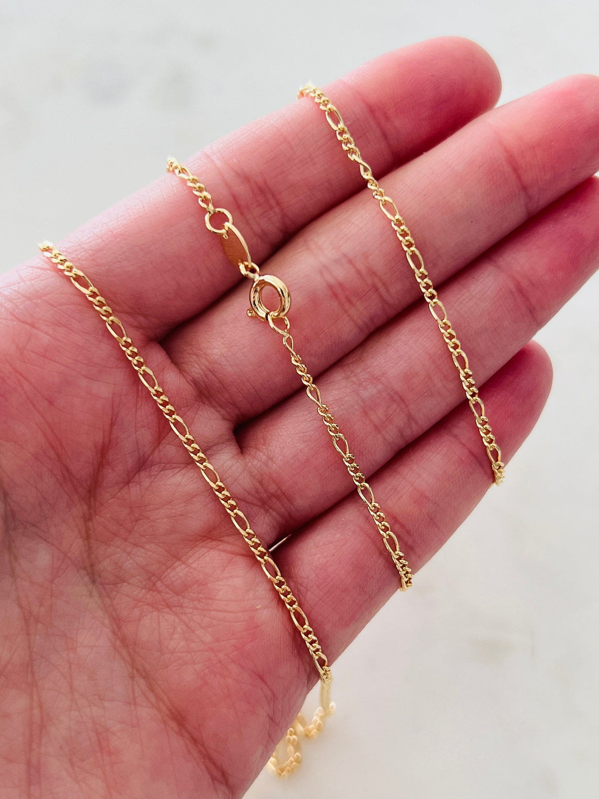 18KT Gold Filled Men's Chains, Gold Filled 0.9mm Figaro Chain | Dainty Layering Necklace by HAUS OF MONOGRAM