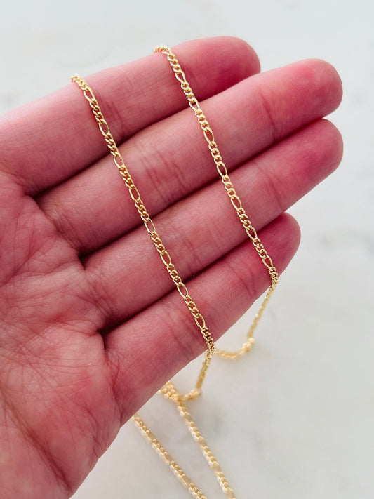 18KT Gold Filled Men's Chains, Gold Filled 0.9mm Figaro Chain | Dainty Layering Necklace by HAUS OF MONOGRAM