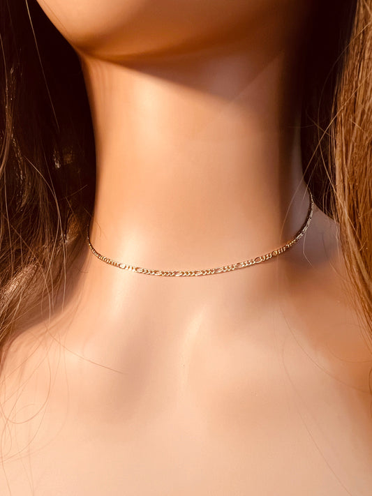 18KT Gold Filled Necklaces, Gold Filled 0.9mm Figaro Necklace | Minimalist Layering Chain by HAUS OF MONOGRAM