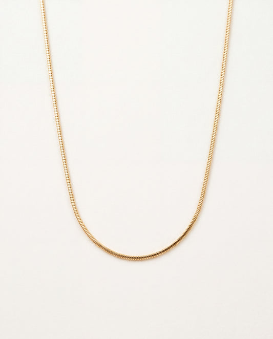 18KT Gold Filled Necklaces, Gold Filled 1.3mm Square Snake Necklace | Sleek Gold Chain Layer by HAUS OF MONOGRAM