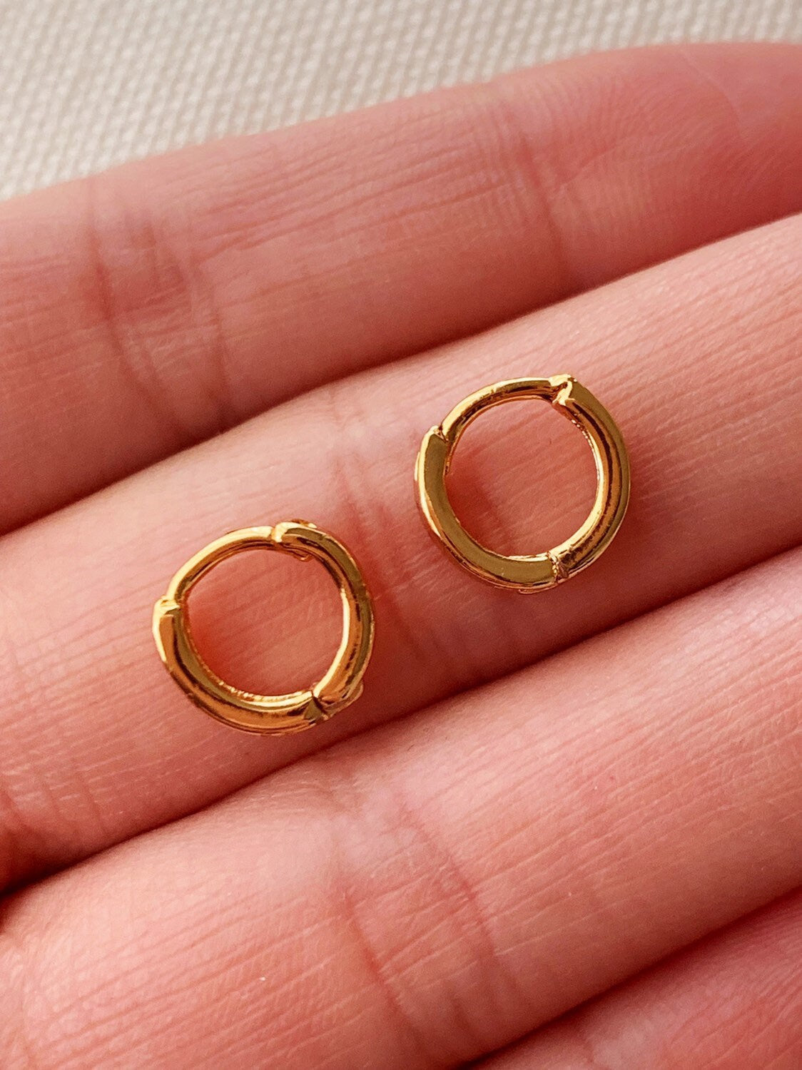 18KT Gold Filled Earrings, Gold Filled 10mm Hoops | Everyday Mini Essentials by HAUS OF MONOGRAM