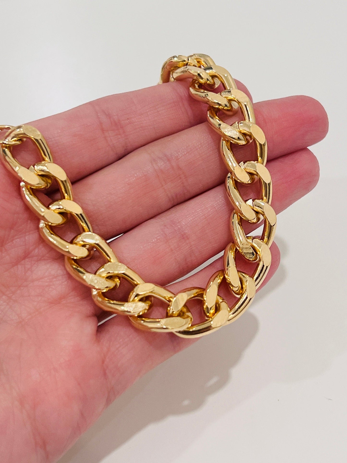 18KT Gold Filled Bracelets, Gold Filled 11mm Curb Bracelet | Lightweight Hollow Design by HAUS OF MONOGRAM