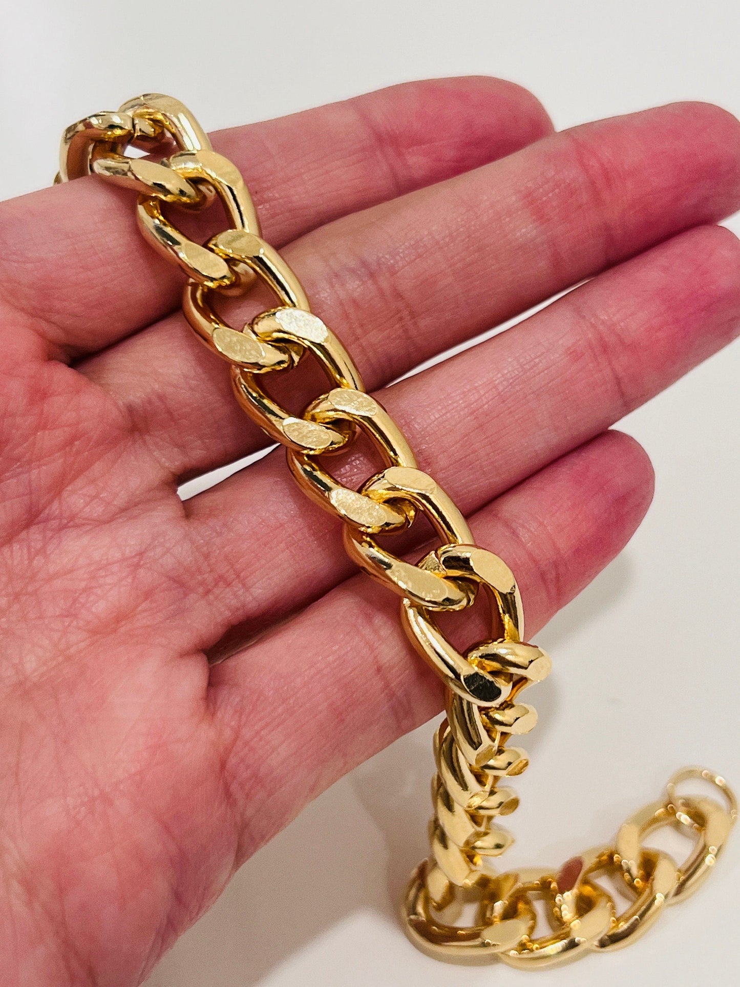 18KT Gold Filled Bracelets, Gold Filled 11mm Curb Bracelet | Lightweight Hollow Design by HAUS OF MONOGRAM