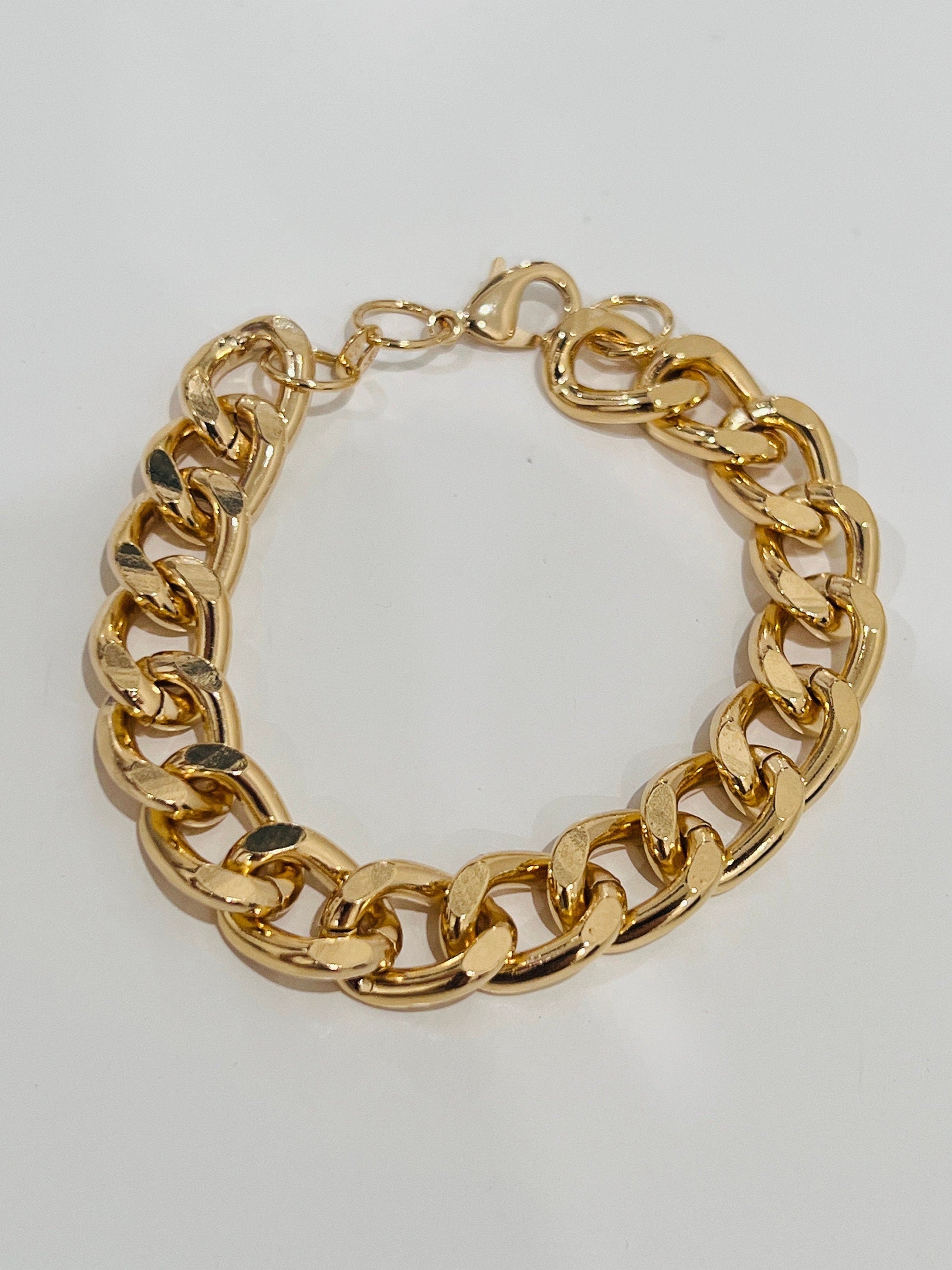 18KT Gold Filled Bracelets, Gold Filled 11mm Curb Bracelet | Lightweight Hollow Design by HAUS OF MONOGRAM