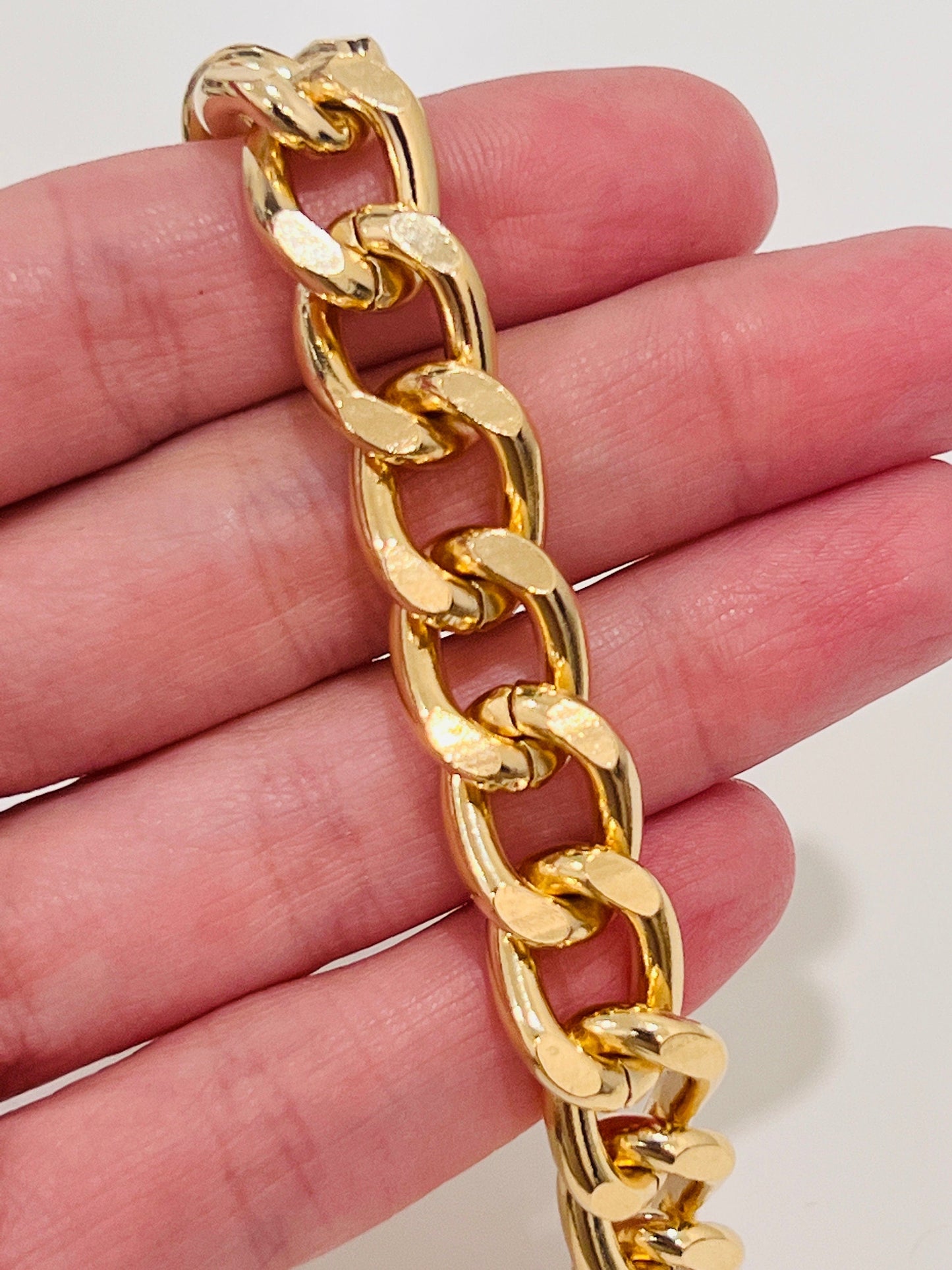 18KT Gold Filled Bracelets, Gold Filled 11mm Curb Bracelet | Lightweight Hollow Design by HAUS OF MONOGRAM