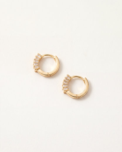 18KT Gold Filled Earrings, Gold Filled 11mm CZ Hoops | 18kt Waterproof Earrings by HAUS OF MONOGRAM
