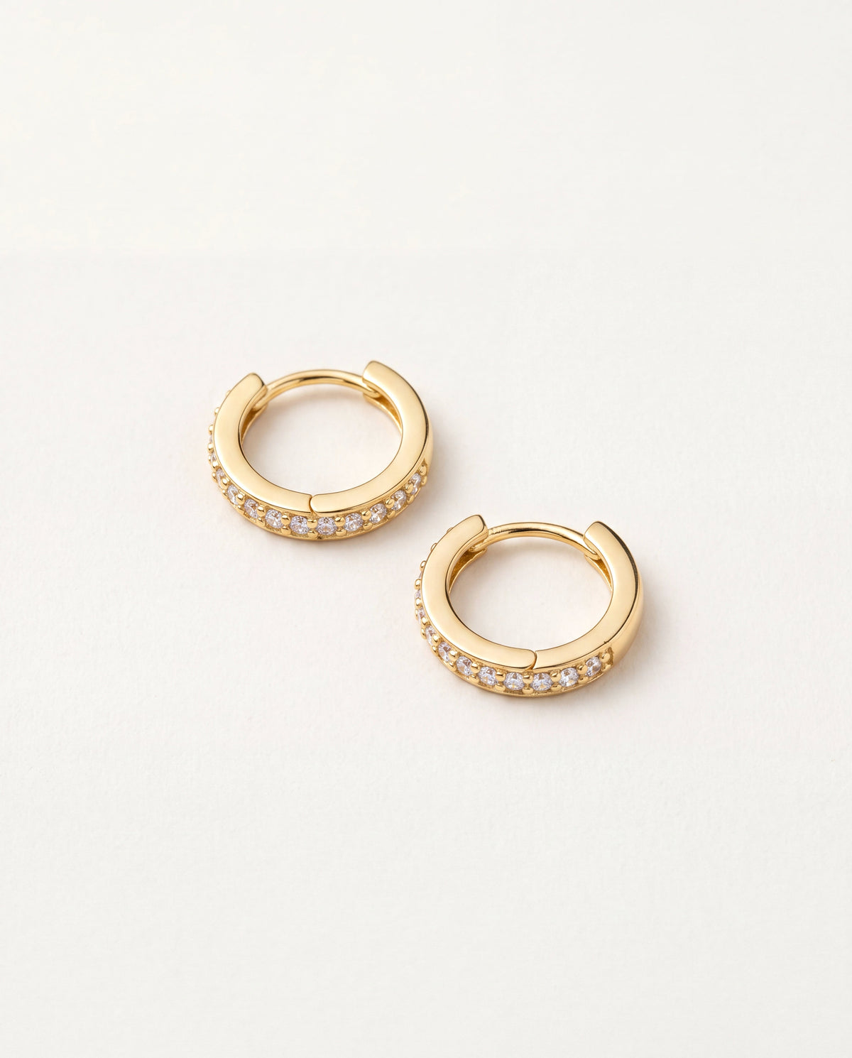 18KT Gold Filled Earrings, Gold Filled 11mm Mini CZ Hoops | Dainty 18kt Waterproof Earrings by HAUS OF MONOGRAM