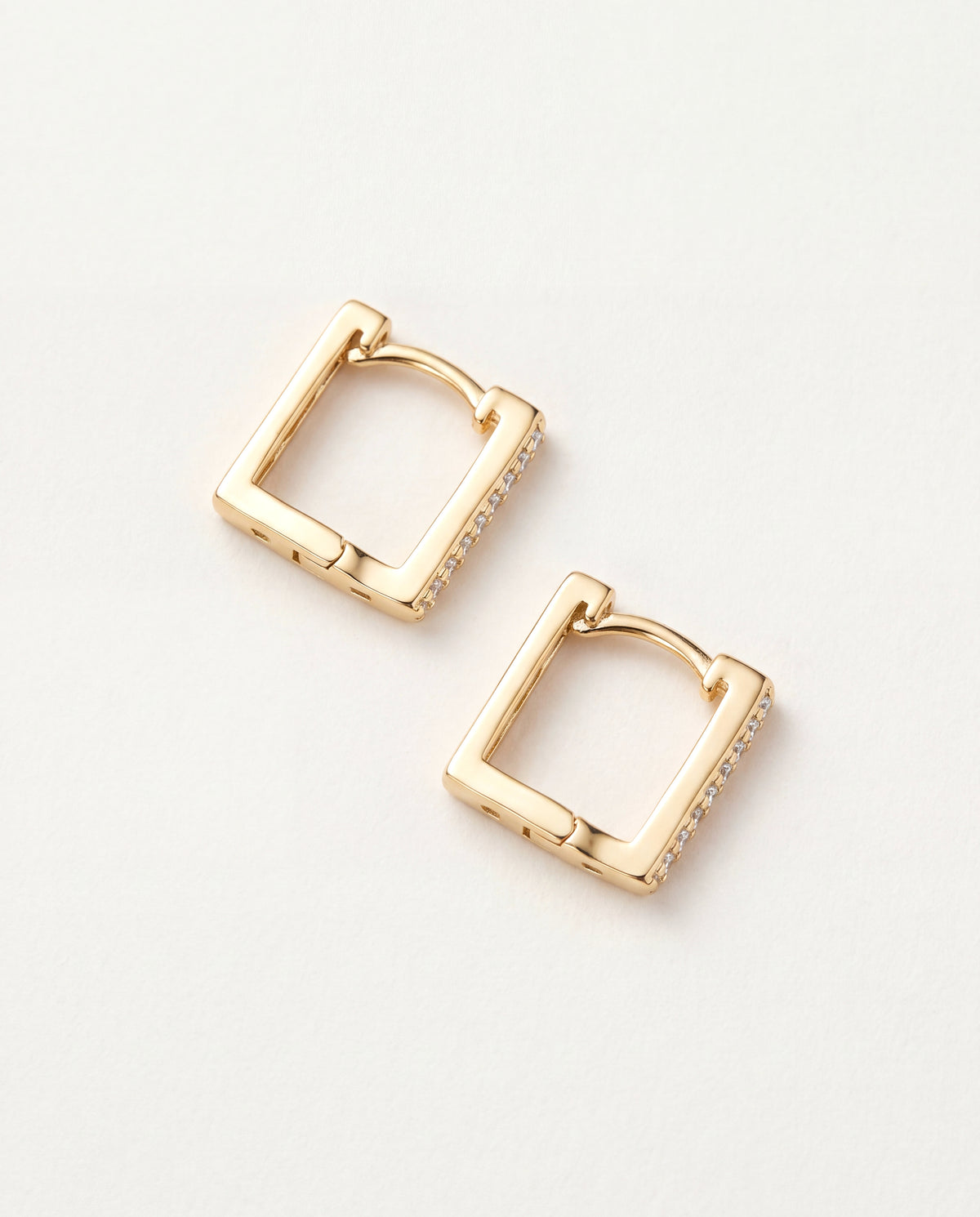 18KT Gold Filled Earrings, Gold Filled 11mm Mini Square CZ Hoops | Small 18kt Waterproof Earrings by HAUS OF MONOGRAM