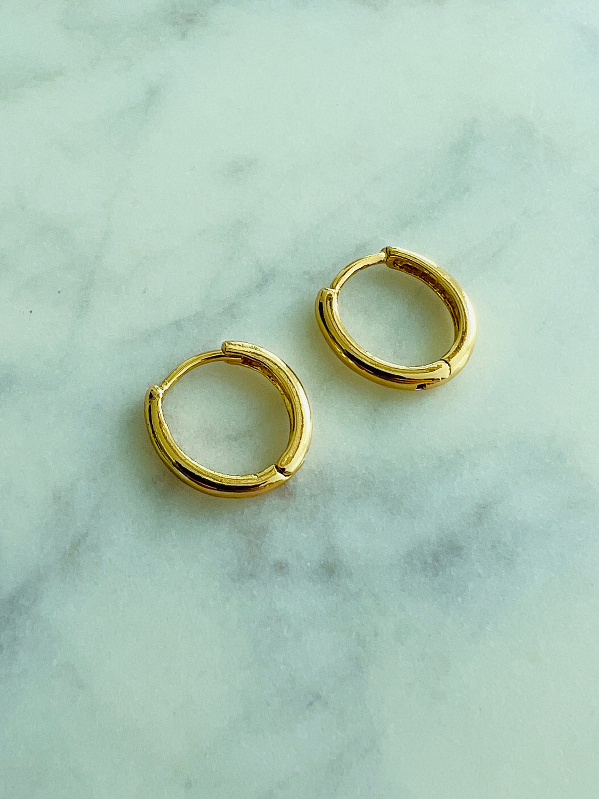 18KT Gold Filled Earrings, Gold Filled 12mm Hoop Earrings | Minimal Everyday Style by HAUS OF MONOGRAM