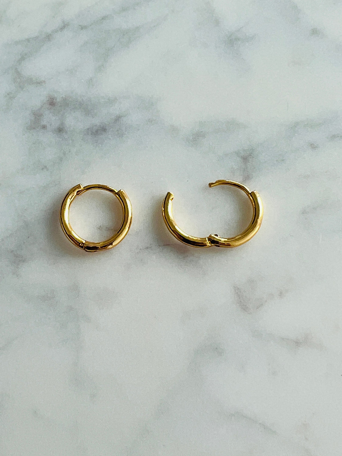 18KT Gold Filled Earrings, Gold Filled 12mm Hoop Earrings | Minimal Everyday Style by HAUS OF MONOGRAM